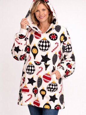 Throwzy Marlo Lorenz Christmas Candy cane ornament hood poncho Wearable blanket